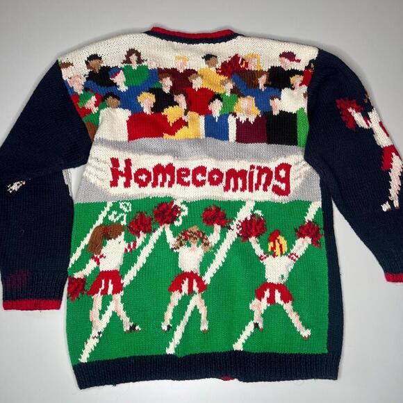 VTG 1993 The Eagle’s Eye Homecoming Cardigan Sweater M Cheerleader School Theme - Picture 5 of 12
